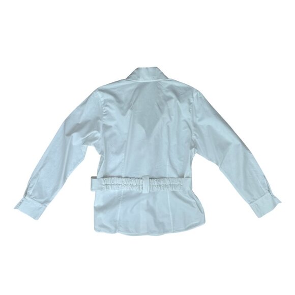 Silvia Tcherassi white button down belted aplique shirt size 14 - Picture 3 of 7